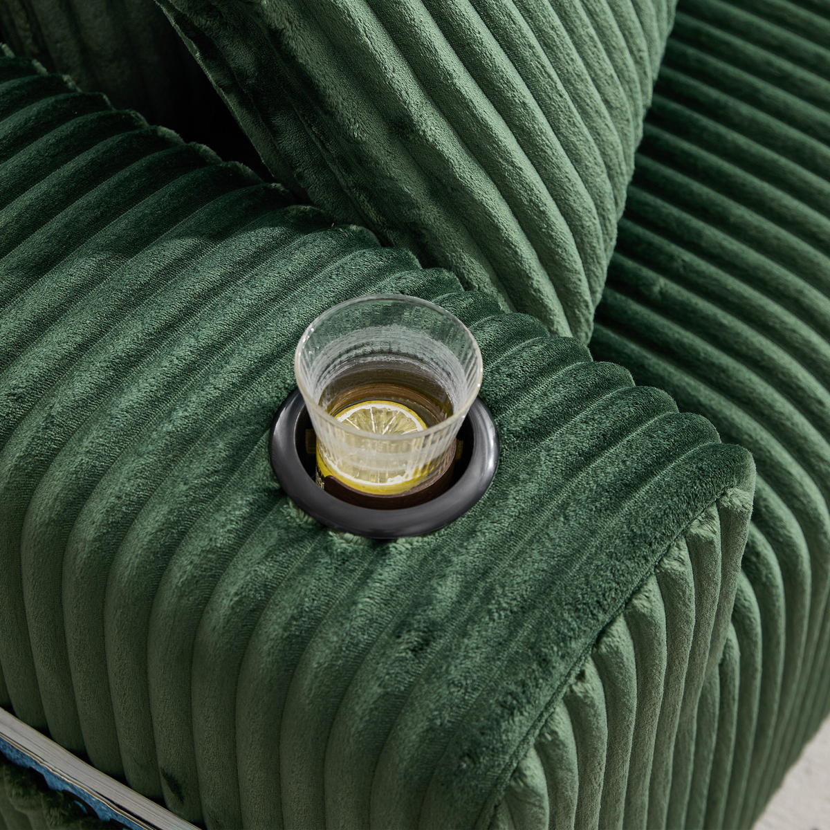 ECKSOFA Inklusive 5 Kissen,seitlicher Stauraum und Getränkehalter, smaragdgrün - Dunkelgrün, Textil (160/257cm) - KOMHTOM