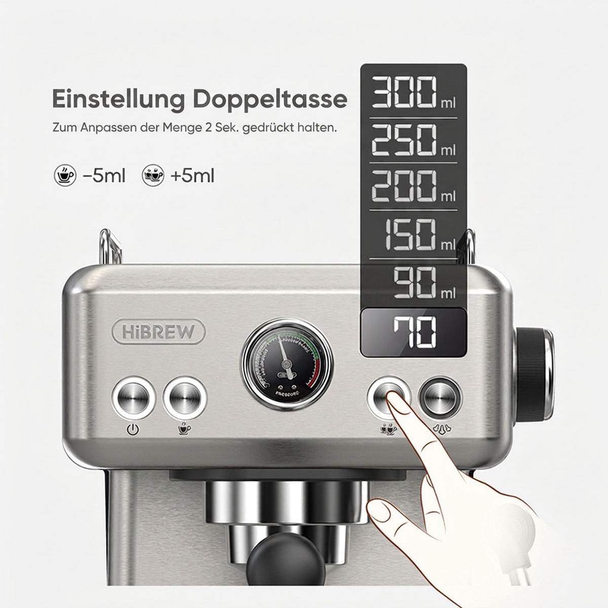 ESPRESSOMASCHINE Siebträger mit 20 Bar, Temperaturregelung und 58 mm Portafilter - Silberfarben, Metall (23/32/26cm) - Korfee