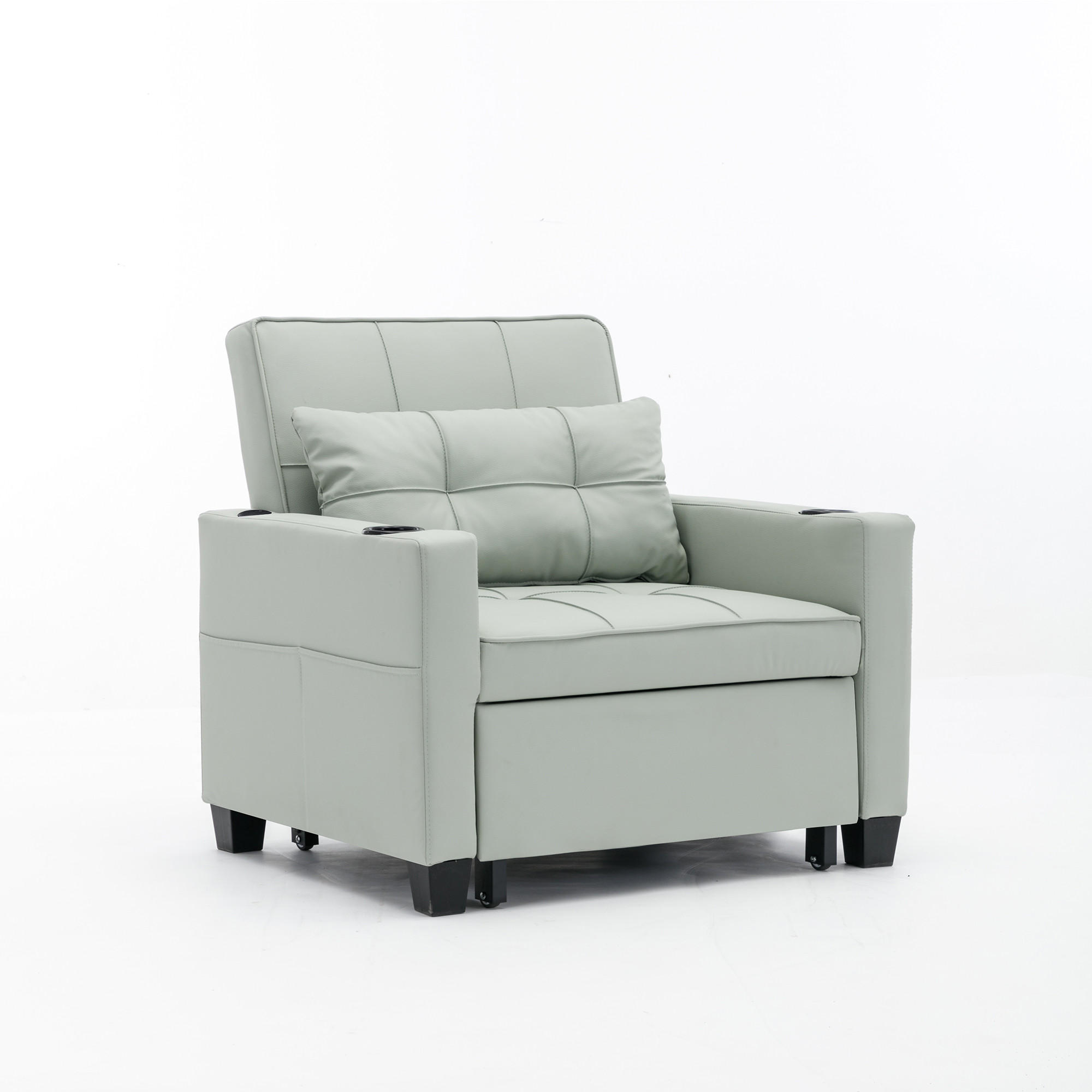 SCHLAFSESSEL DE-35007 3-in-1 mit USB und Getränkehaltern Hellgrün - Hellgrün, Metall (87/84/74cm) - ComfortXL