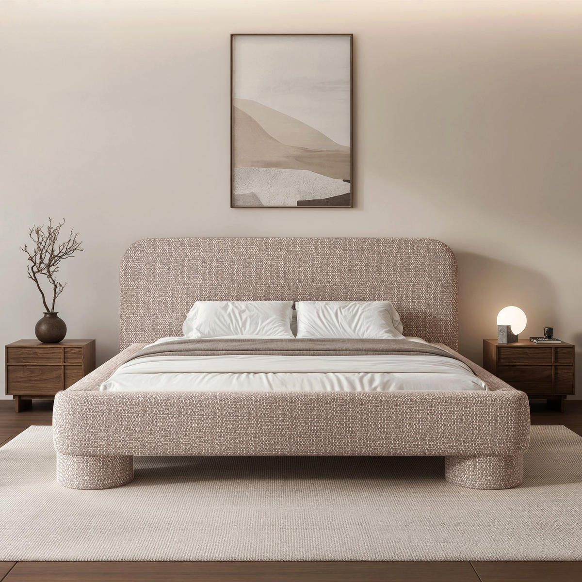 ČALOUNĚNÁ postel Fredo, pletenina béžová, 140x200 cm - béžová, kompozitní dřevo/textil (140/200cm) - Selsey