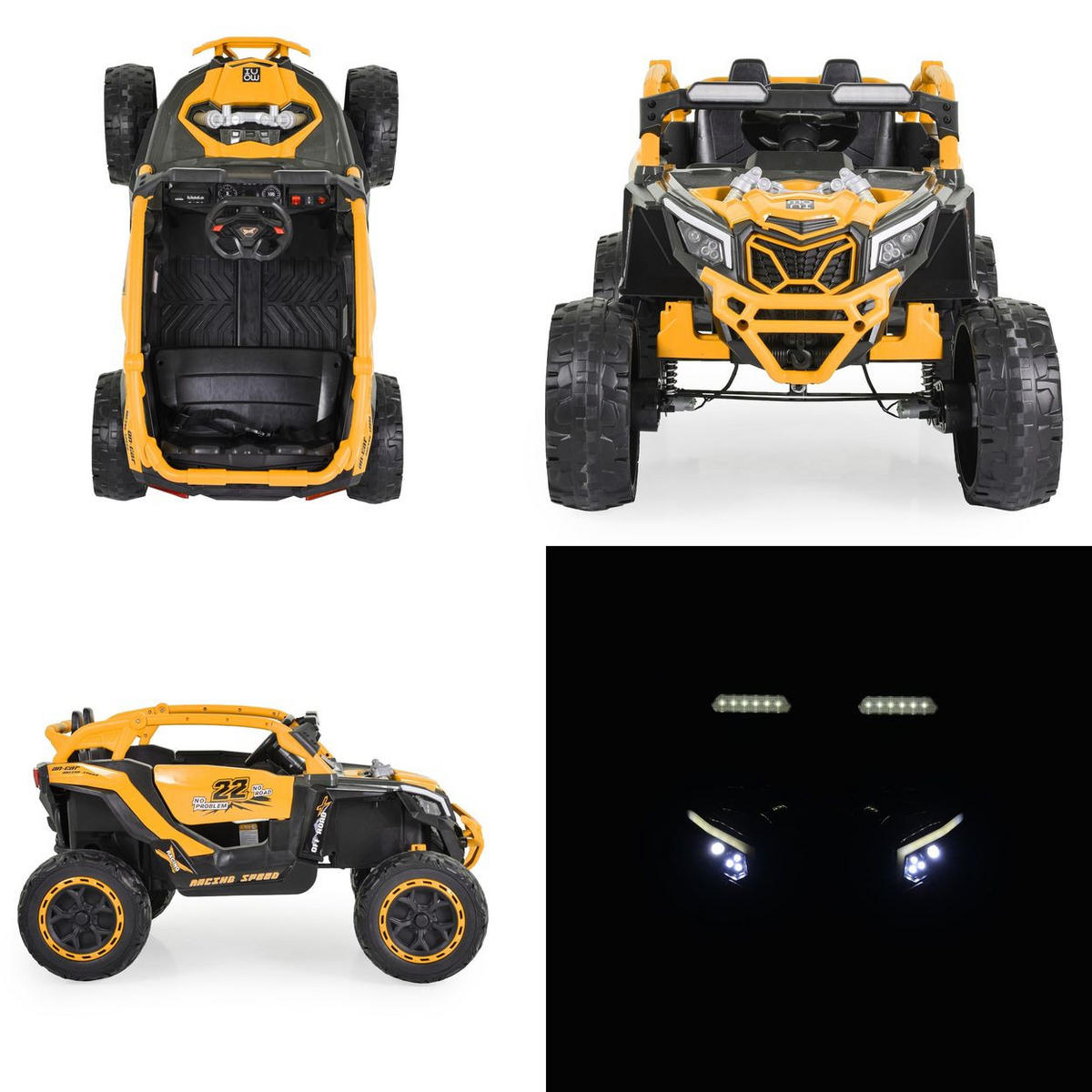 KINDERELEKTROAUTO Jeep Kansas orange EVA-Reifen, Fernbedienung, Musik, Gurt - Orange, Kunststoff (115/62/72cm) - Moni