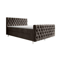 BOXBETT CHESTER 200x200, mit Matratze H3, Bonell und Topper, Monolith 15 - Braun, Holz/Textil (200/200cm) - Bedante