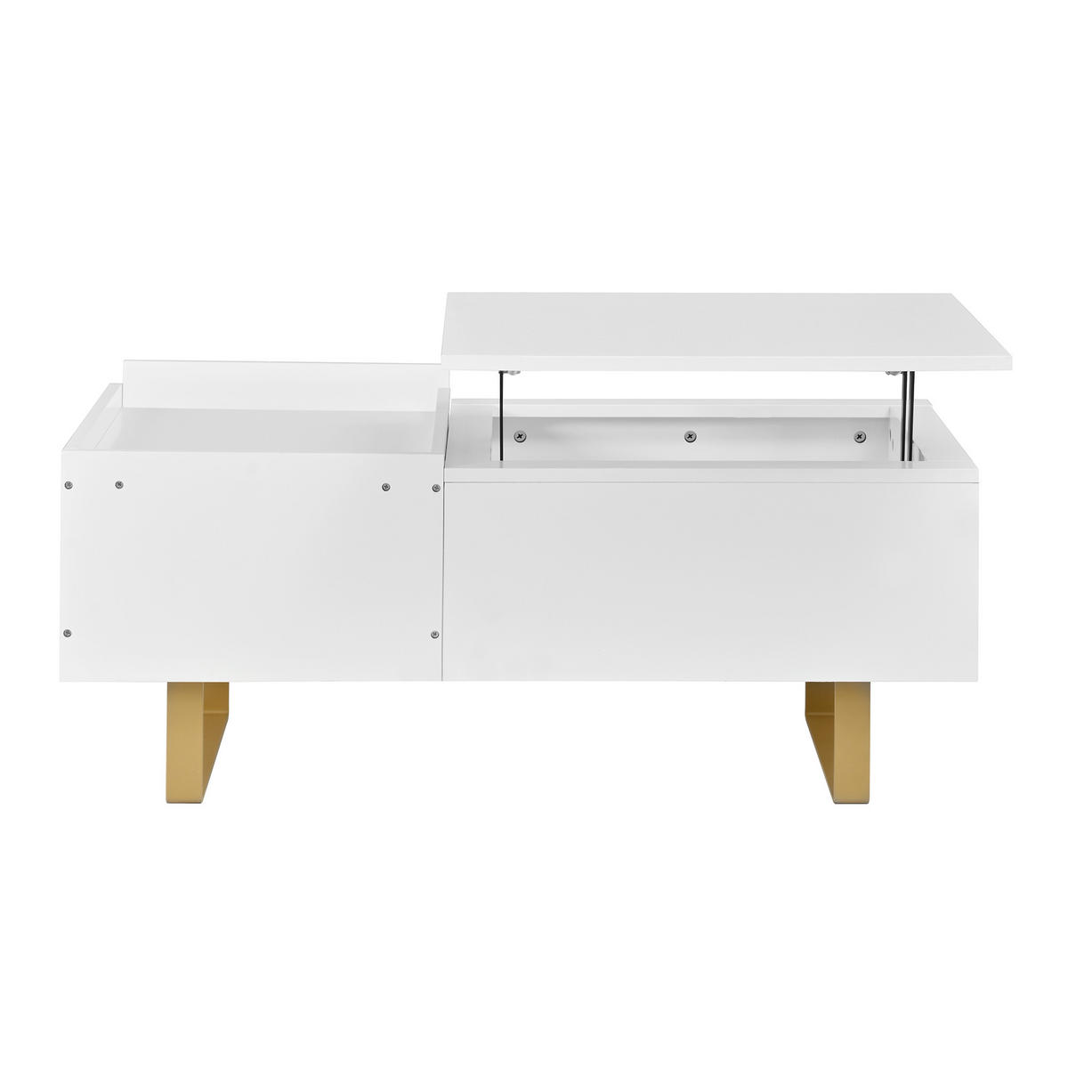 COUCHTISCH Höhenverstellbar Hochglanz mit Schublade und Stauraum - Weiß, Holzwerkstoff (100/50/54.5cm) - Korfee