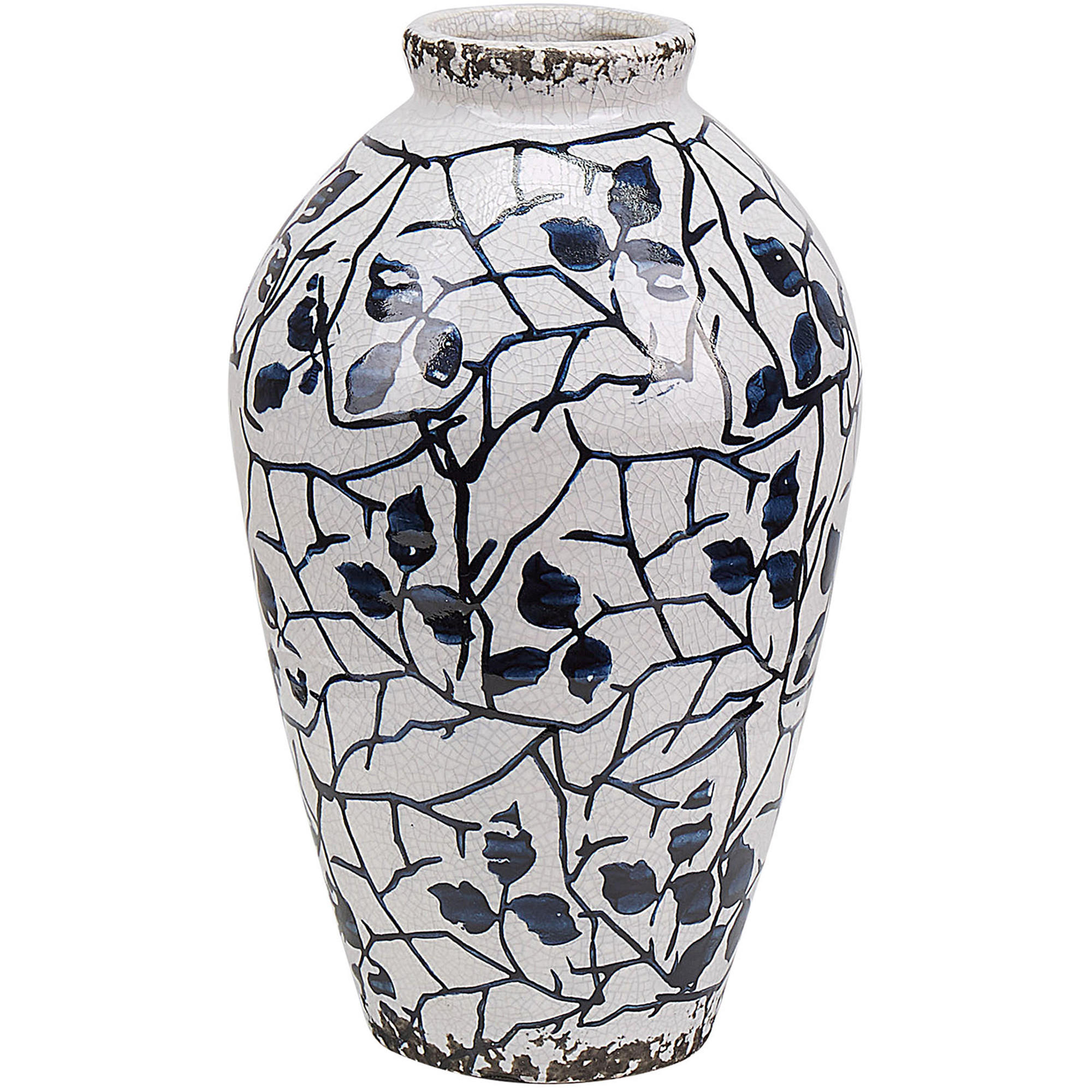 BLUMENVASE Steinzeug weiß Mallia - Weiß, Stein (22cm) - Beliani