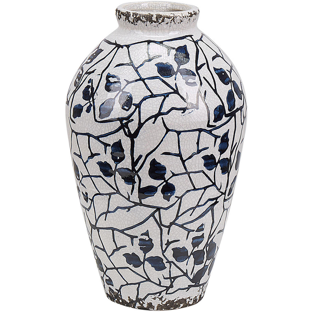 BLUMENVASE Steinzeug weiß Mallia - Weiß, Stein (22cm) - Beliani