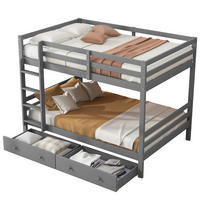 ETAGENBETT 140/200 cm Grau mit Schubladen, Stauraum und hohen Geländern - Grau, Holz (140/200cm) - Flora Grace