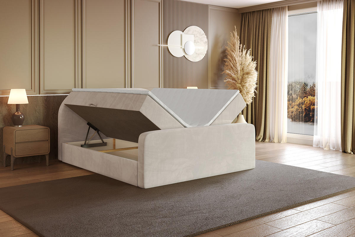BOXBETT mit Matratze H4 und Lattenrost - NOX-Z - 160x200 - Beige Casablanca - Beige, Holzwerkstoff (160/200cm) - ALTDECOR