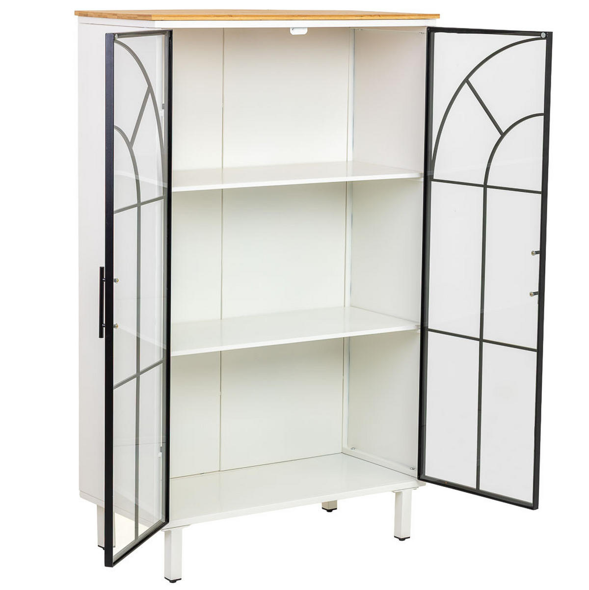 VITRINE aus Holz und Glas mit 2 Türen, Weiß, 80x35x131h cm - Weiß, Holz (80/130/35cm) - Wanderlust