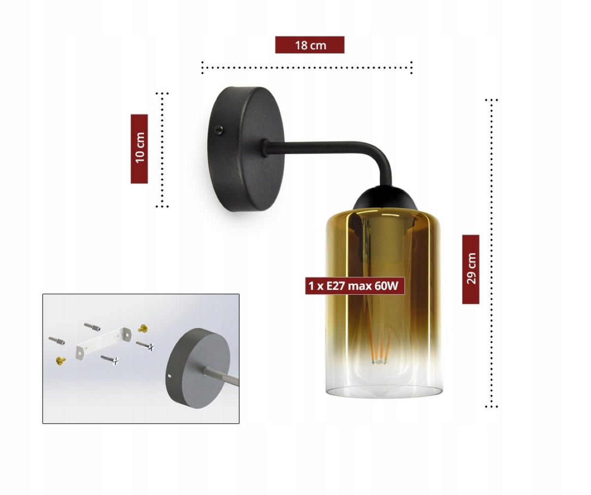 WANDLEUCHTE GRAF - Transparent/Goldfarben, Glas/Metall (10/29/18cm) - kiki design
