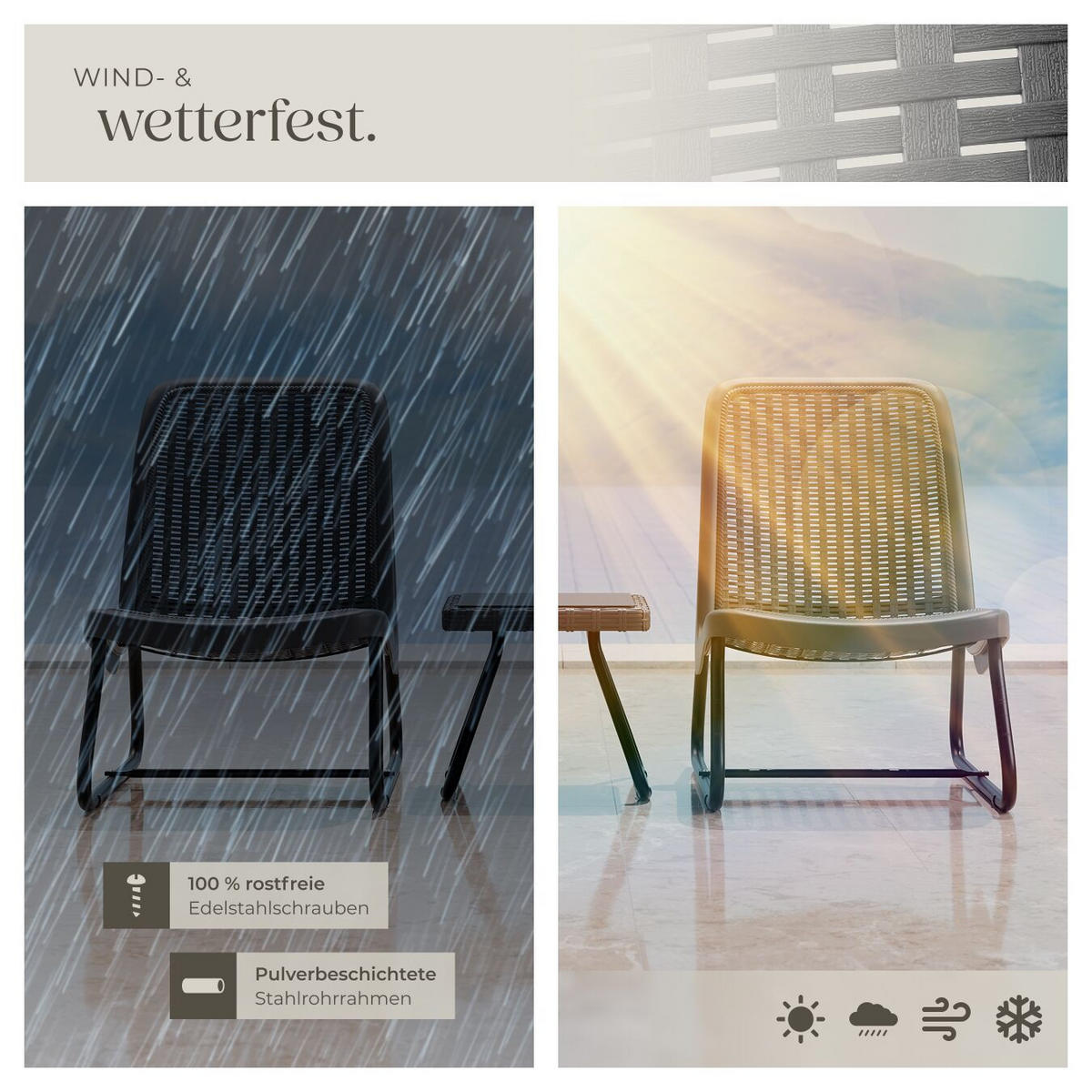 SITZGRUPPE Modica, Belastbarkeit Stuhl 120 kg, Schraubfüße, grau - Grau, Naturmaterialien/Textil - tectake