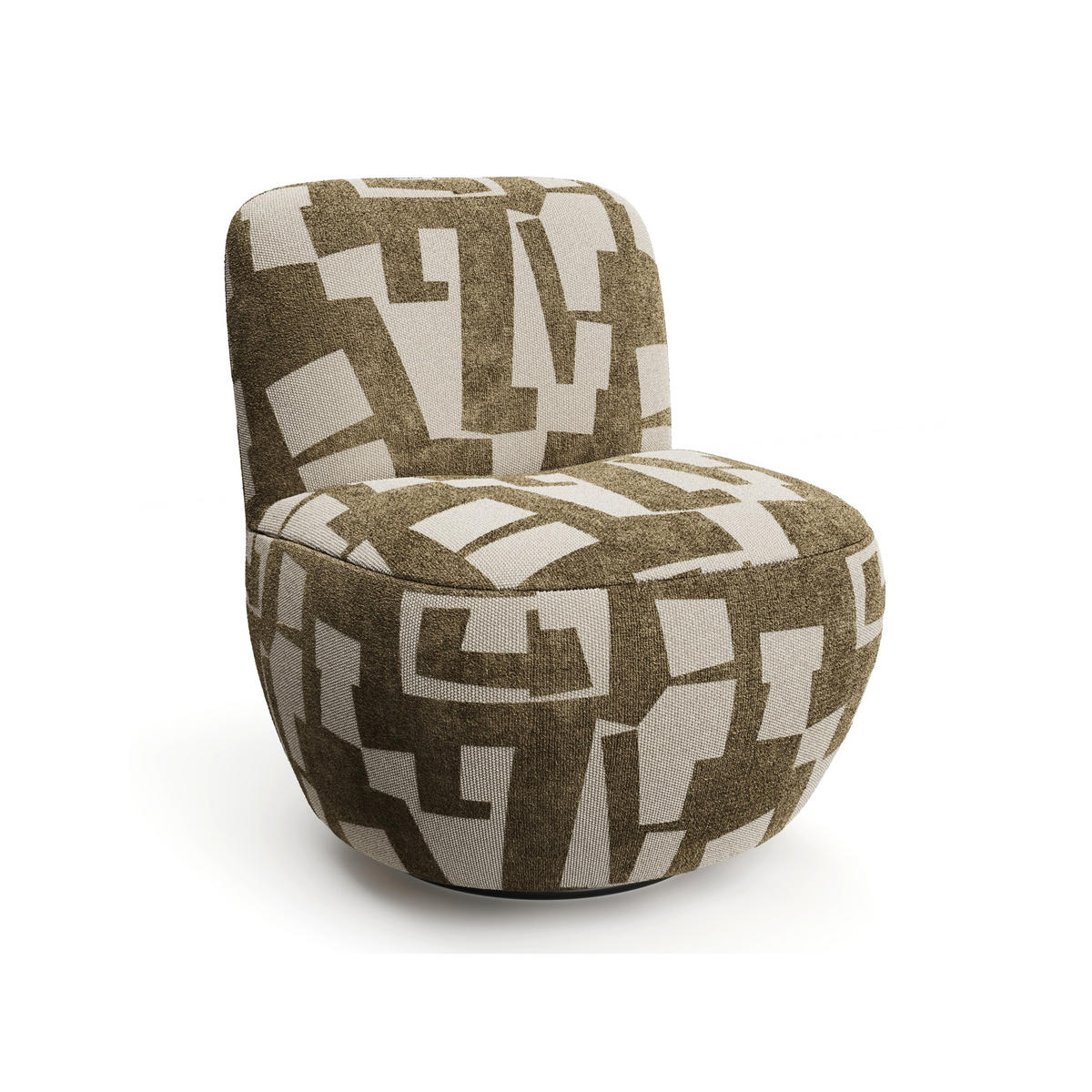 SESSEL Gemusterter texturierter Stoff Khakigrün 64cm - Grün, Textil (65/72/71cm) - Sia Home
