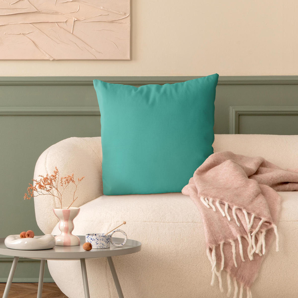 DEKOKISSEN Türkis 50/50 cm - Türkis, Textil (50/50/10cm) - Bilderwelten