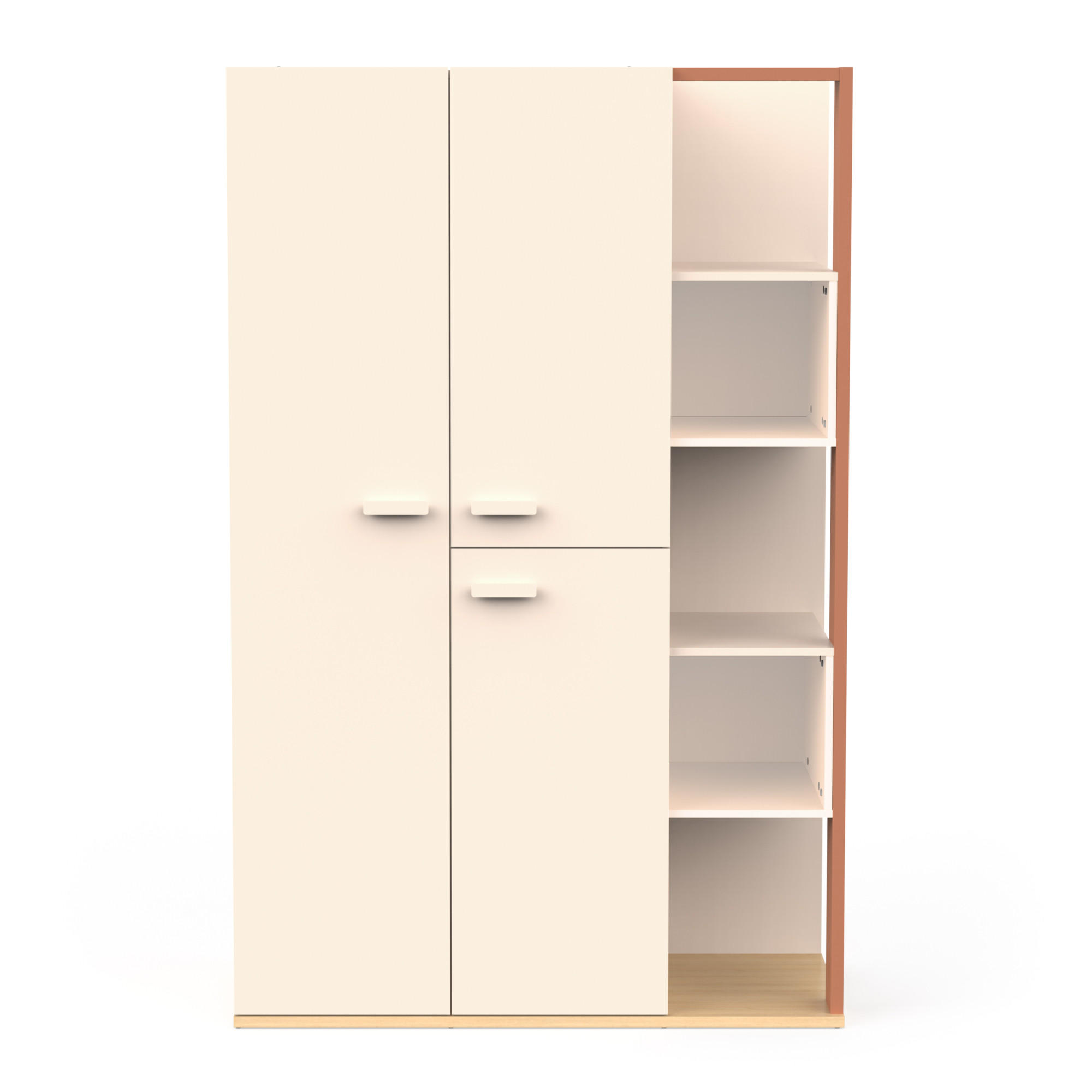 SCHRANK, 3 Türen, 5 Nischen - Modell CAMILLIA - Beige - 119,7 x 51,5 x 186,9 cm - Beige, Holz (51.5/186.9/119.7cm) - Demeyere