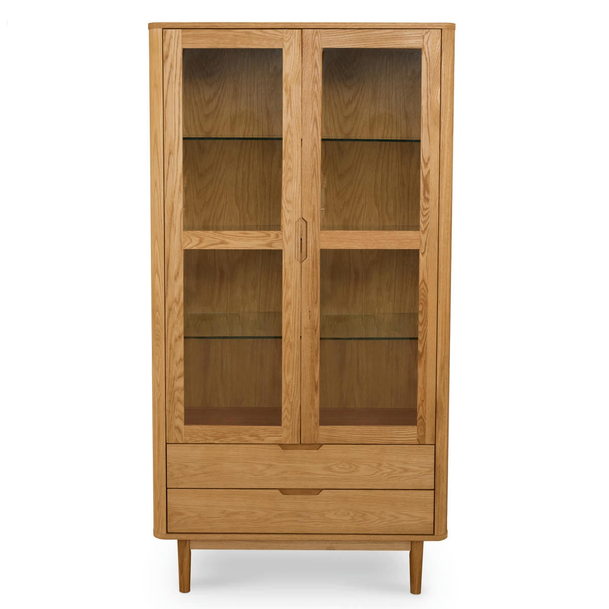 VITRINE Eiche massiv - Eichefarben/Braun, Holz/Holzwerkstoff (100/190/45cm) - Furnhouse