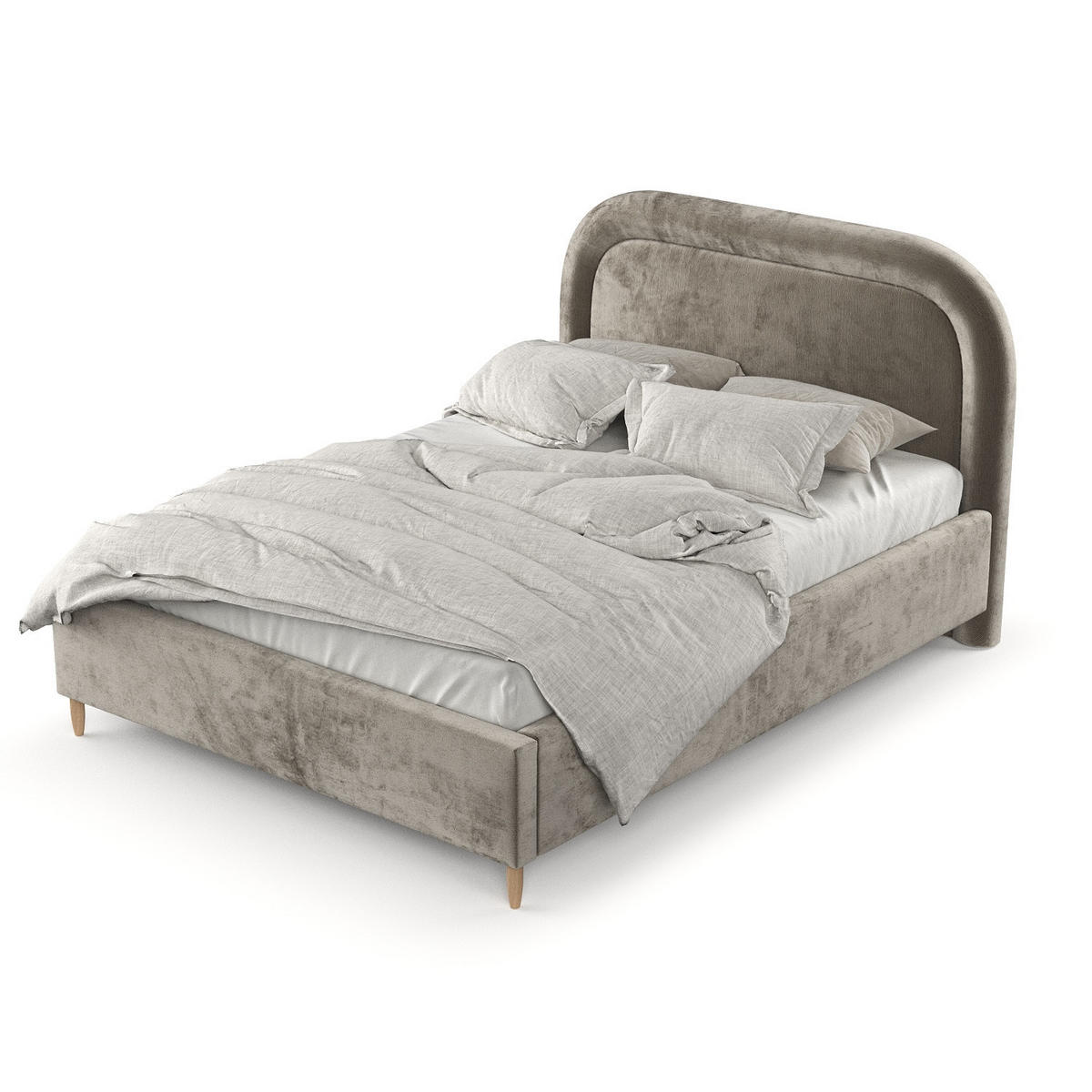 POLSTERBETT Zoya 160/200 cm Beige im Lotta Stoff - Beige/Naturfarben, Holz/Holzwerkstoff (160/200cm) - AltaBeds