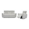 3-SITZER Sofa + elektrischer Relaxsessel - Strukturstoff - Hellgrau - BREVIO - Hellgrau, Textil (91/101/193cm) - Vente-Unique