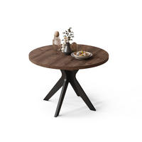 ESSTISCH rund Eiche dunkel - Schwarz matt ausziehbar - Schwarz/Braun, Holzwerkstoff (110/110/77cm) - designimpex