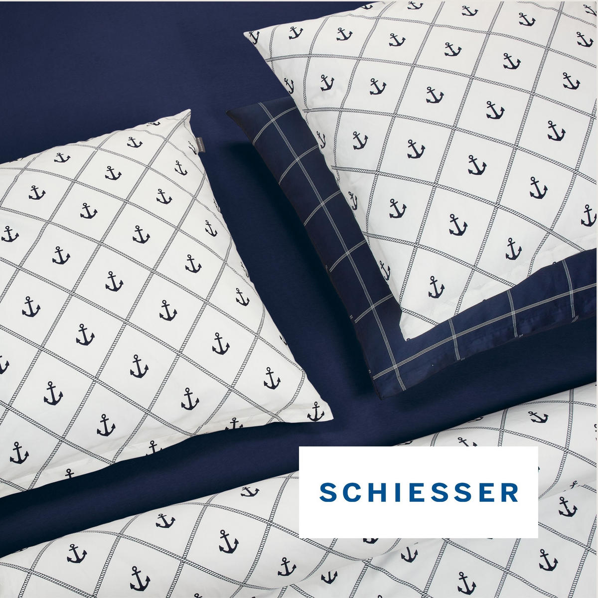 BETTWÄSCHESET Josh - Baumwollsatin - 2-teilig - 135 x 200 cm - Dunkelblau - Dunkelblau, Textil (135/200cm) - SCHIESSER