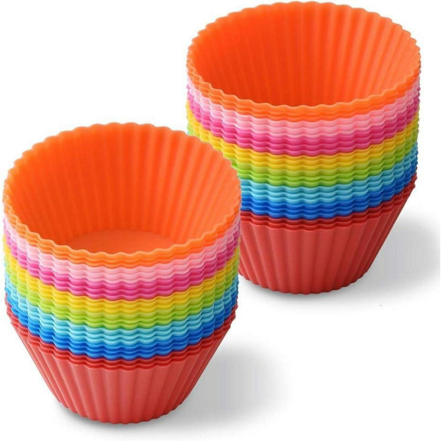 BACKFÖRMCHEN 48-teiliges Set Silikon bunt - Multicolor, Kunststoff (4.2/3/7cm)