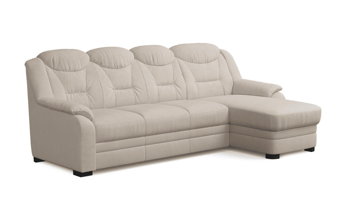 ECKSOFA mit Schlaffunktion – weiches Chenille-Gewebe - Sandfarben/Beige, Holz/Kunststoff (162/257cm) - Cotta