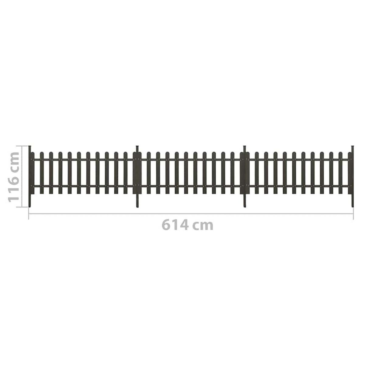 LATTENZAUN Mit Pfosten 3Er Set Wpc 614/80 Cm - Grau, Holzwerkstoff (3/116cm) - vidaXL
