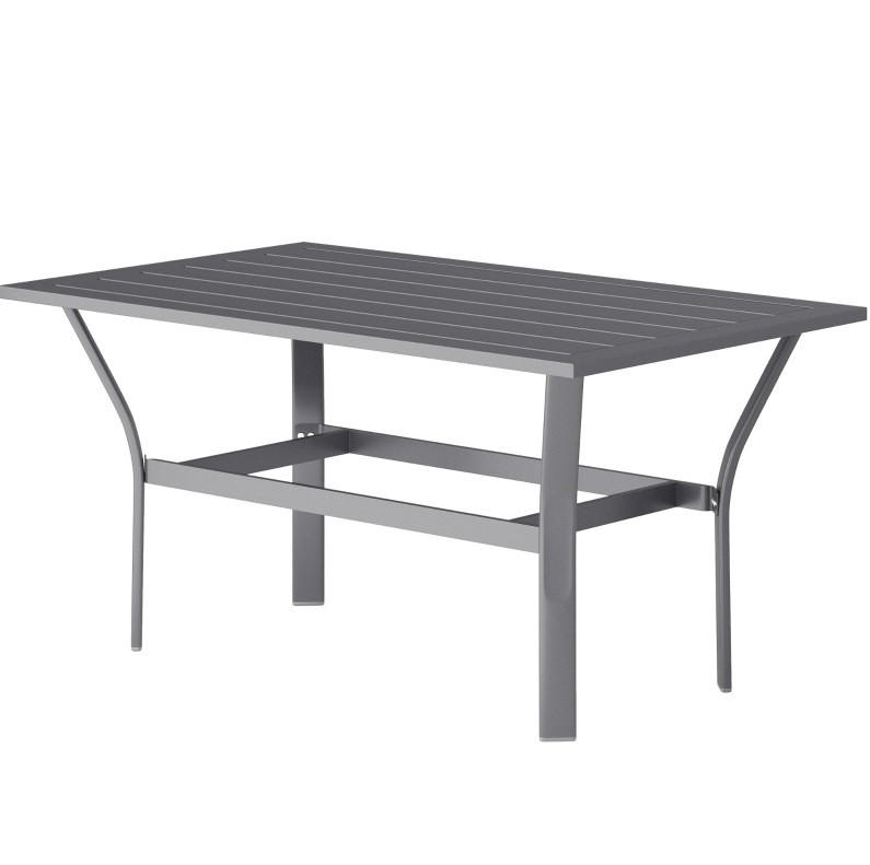 GARTEN-BEISTELLTISCH 91,5/55/45 cm aus Metall mit Latten-Design und wetterfester Oberfläche, Dunkelgrau - Naturfarben, Metall (91.5/55/45cm) - Redom