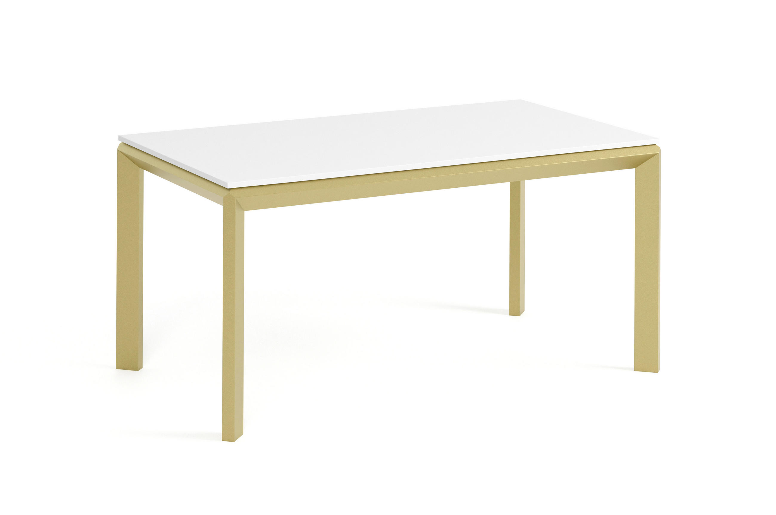 Meblini Esstisch Weiß, Gold 160x76x90 cm