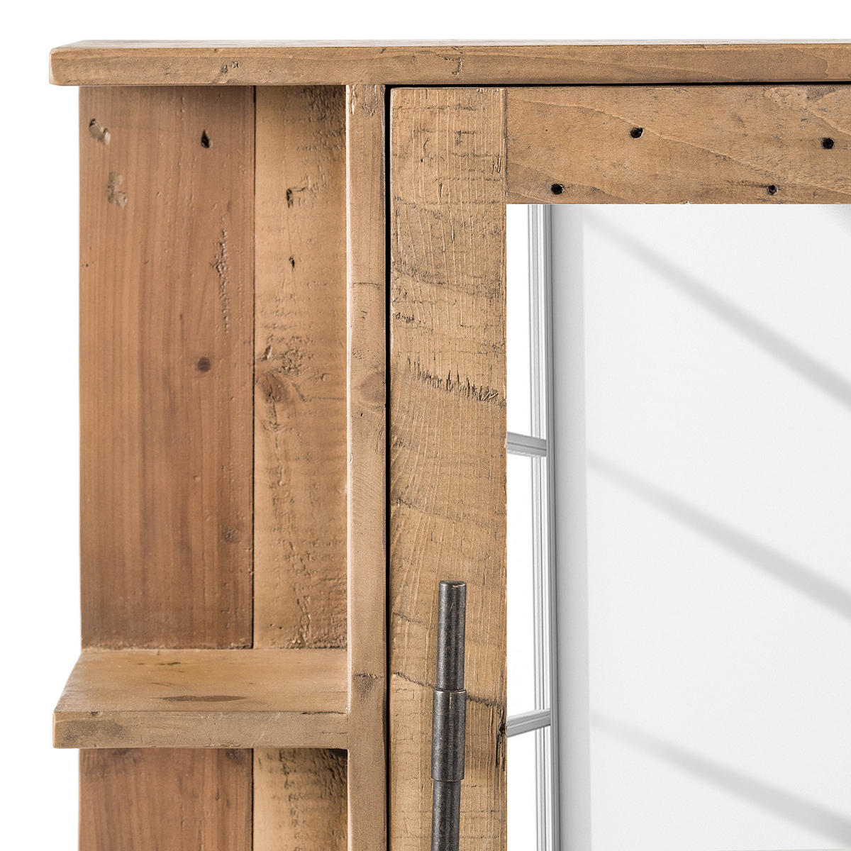 SPIEGELSCHRANK - Pinie massiv / Metall - Pinie / Schwarz - Braun, Holz/Metall (68/69/22cm) - home24