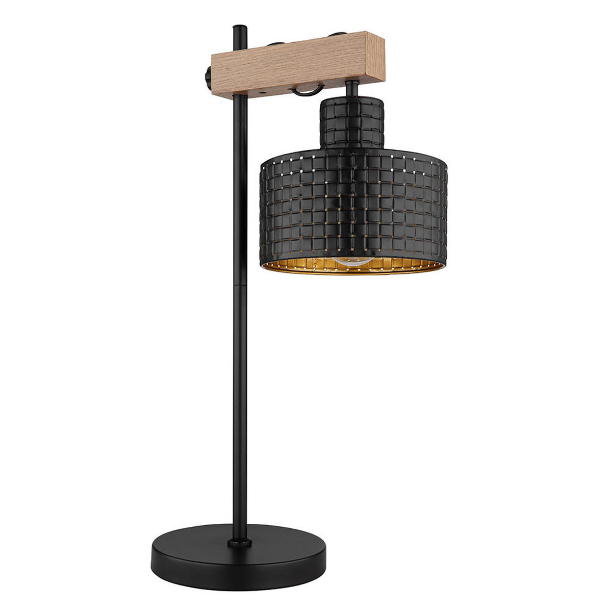 TISCHLEUCHTE Holzoptik Schwarz-Gold - Schwarz, Metall (31/18/55cm) - Globo Lighting