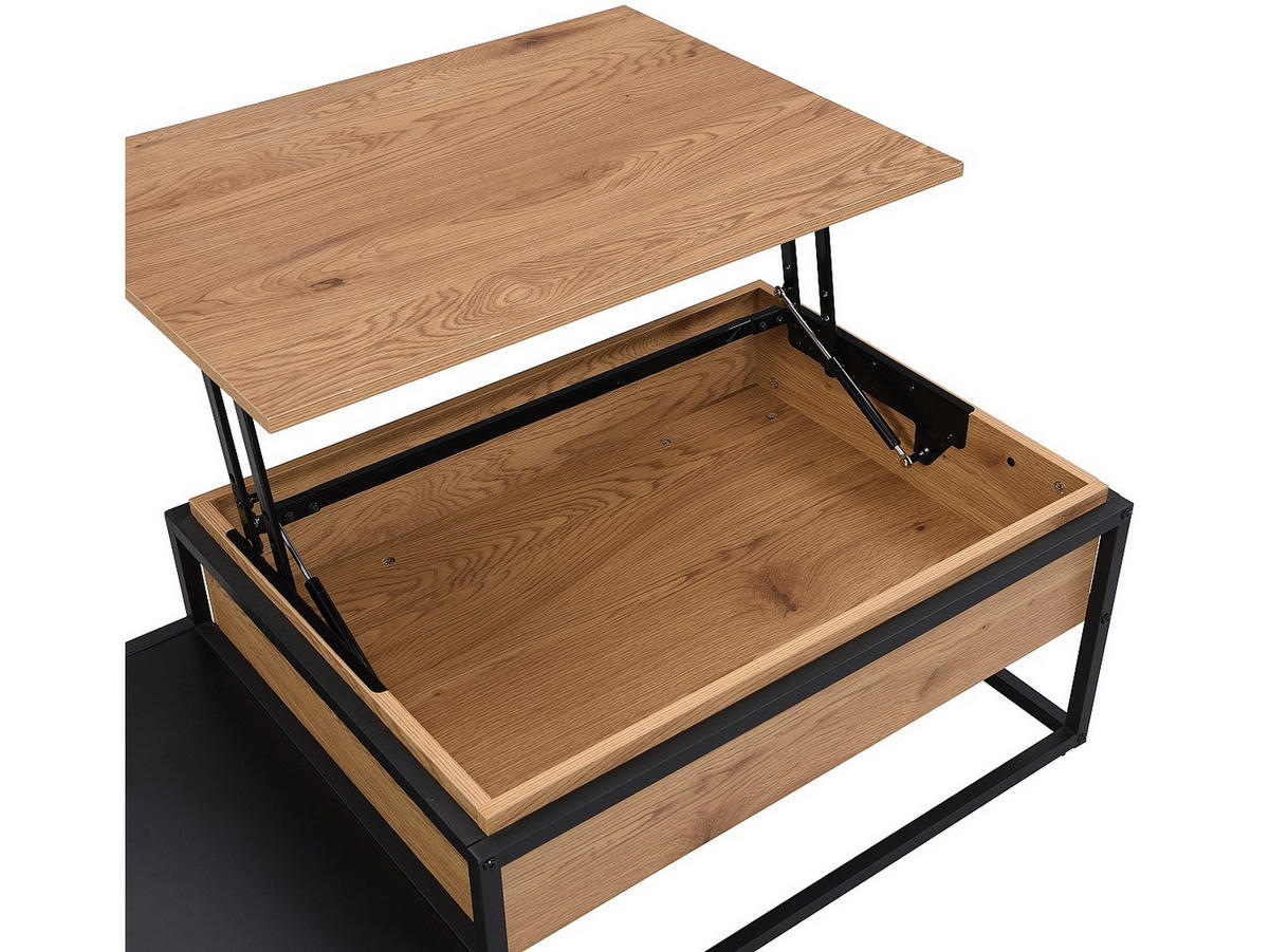 COUCHTISCH - 110 cm x 60 cm - holz - schwarz, naturfarben hell Lutesa - Hellbraun, Holz (60/110/38cm) - Vente-Unique