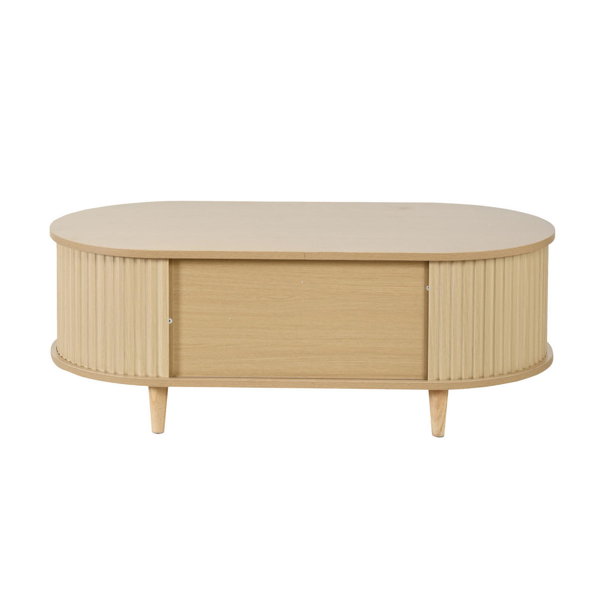 COUCHTISCH 100/50/36 cm aus MDF mit Schublade, 2 Rollladentüren und Glasfront, Eichefarben - Eichefarben, Holzwerkstoff (100/50/36cm) - Redom