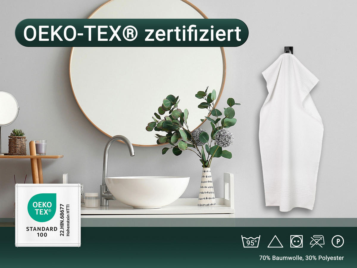 HANDTÜCHER, 10er-Set, 50x100 cm, 70% Baumwolle, 30% Polyester, Weiß - Weiß, Textil (50/100cm) - Zollner