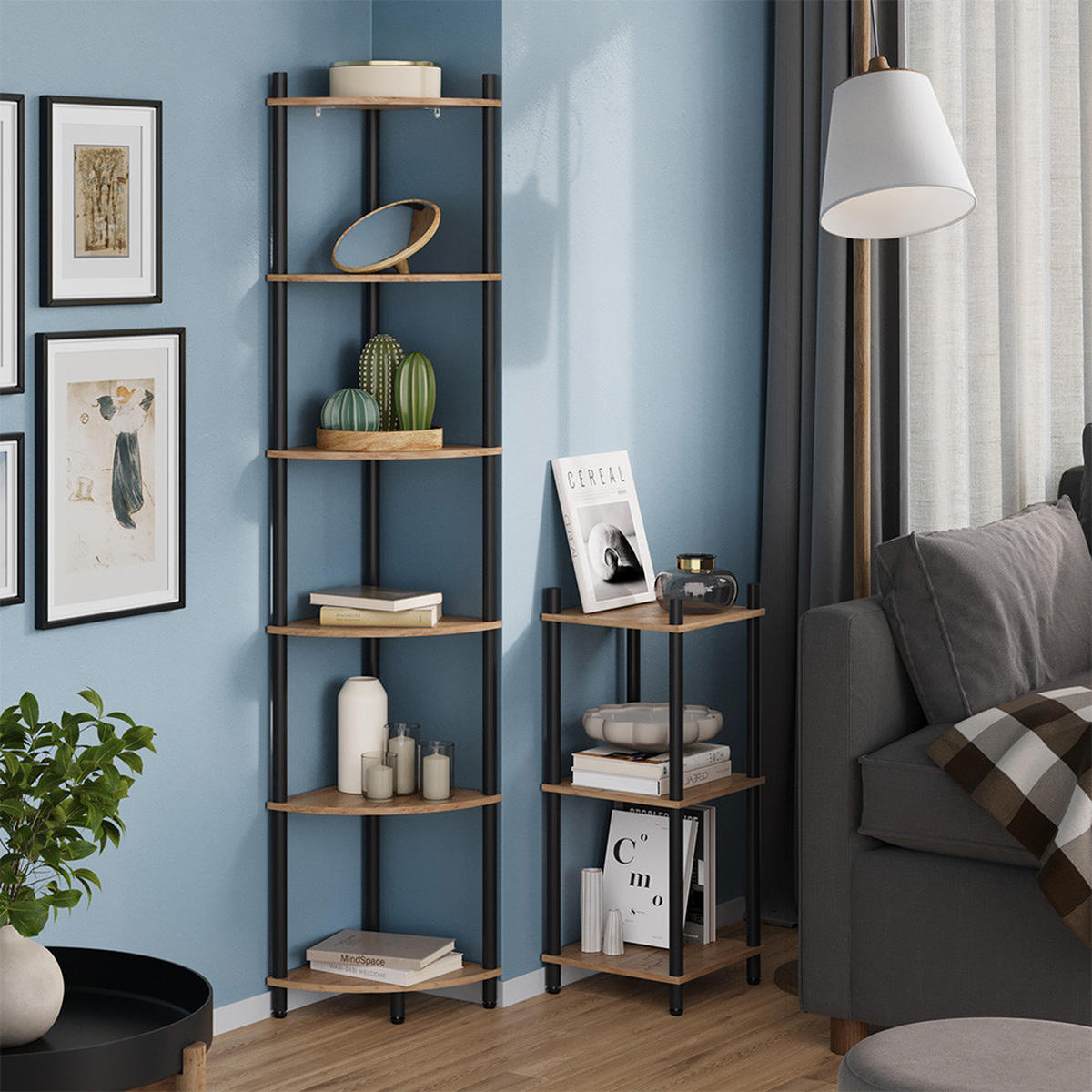 ROHOVÁ POLICE Bivio Zlatý dub power/antracit - medově dubová, kompozitní dřevo (30/72/30cm) - Vicco