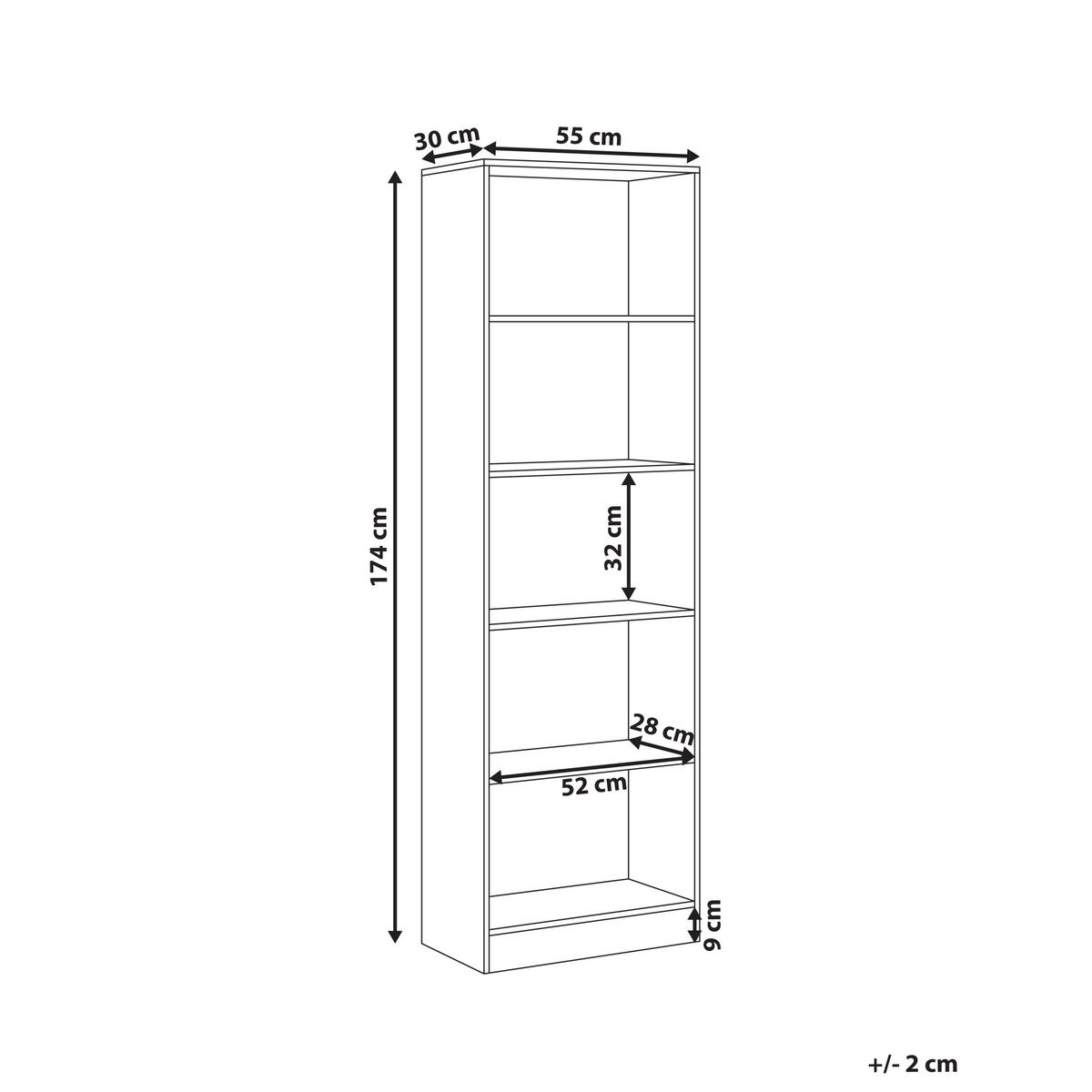 BÜCHERREGAL mit 5 Ebenen 174 cm Weiß Winnipeg - Weiß, Holzwerkstoff (55/174/30cm) - Beliani