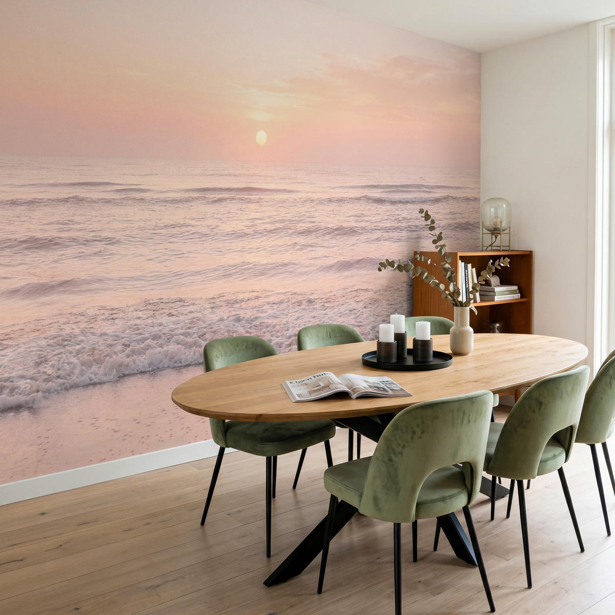 TAPETE - Sonne - Strand - Rosa - 350x220 cm - Hellrosa, Papier (350/220cm) - OnlyWow