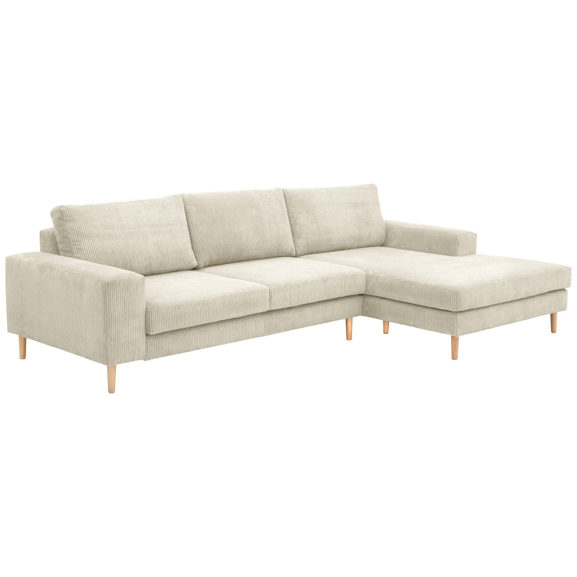 SOFA mit Longchair rechts Kaylynn Cordstoff creme - Creme, Kunststoff (175/294cm) - 58aufmkessel
