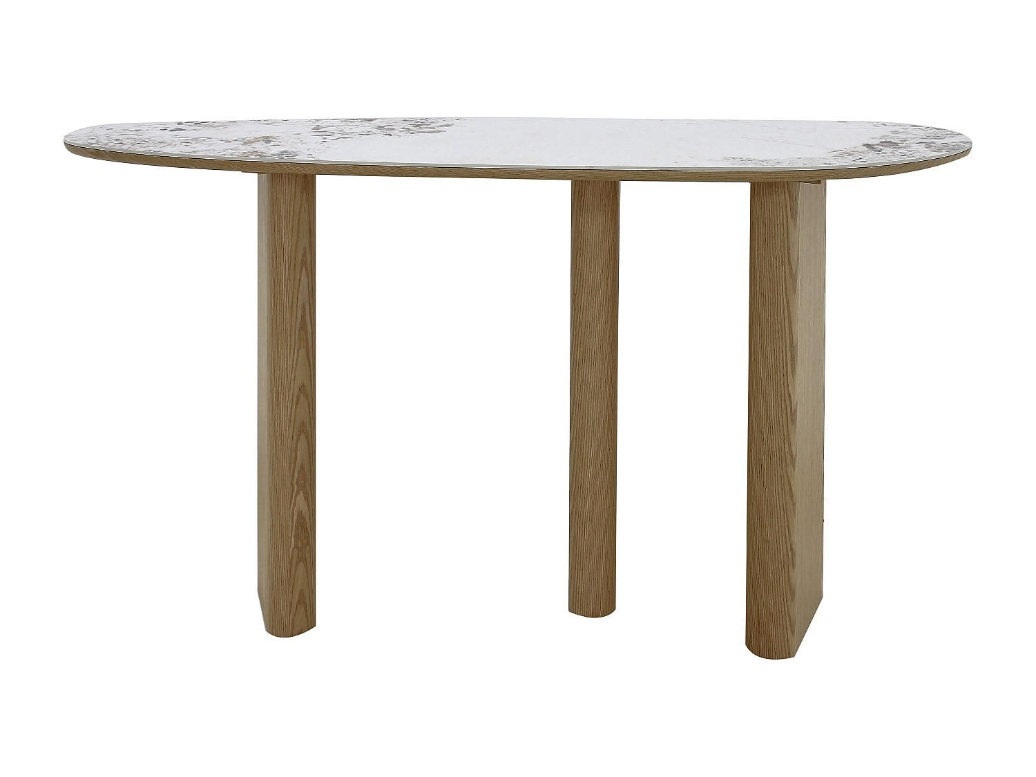 KONSOLENTISCH - 150 cm x 39.5 cm - Keramik, Holz, Platte - Naturfarben Hell, Weiß - MODREYO - Naturfarben/Weiß, Keramik/Holz (39.5/150/80cm) - Vente-Unique