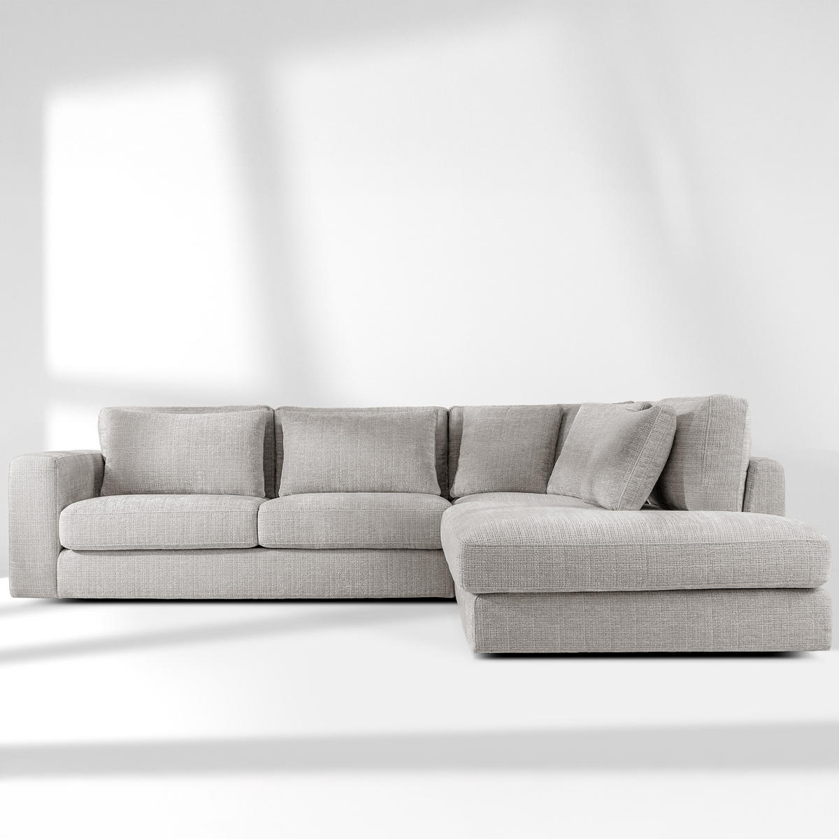 ECKSOFA rechts VERUS - Hellgrau, Holz/Holzwerkstoff (297/248cm) - KONSIMO®