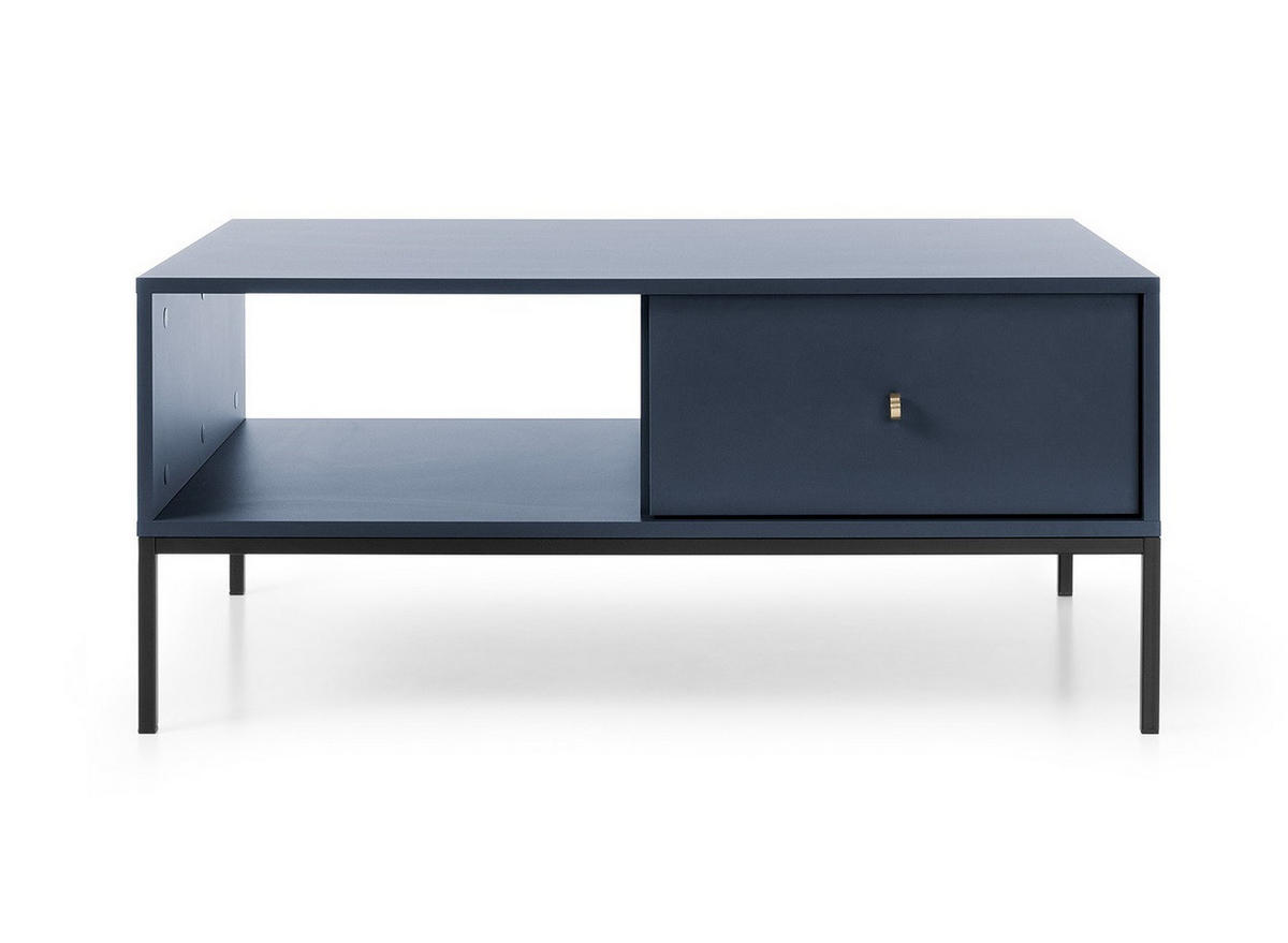 COUCHTISCH 100 mit Schublade Monti, Marineblau + Schwarz - Schwarz/Dunkelblau, Holz/Metall (68/104/46cm) - Emporius