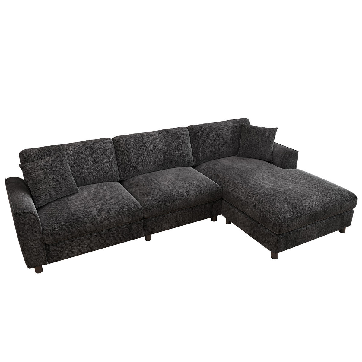 ECKSOFA 256/137/79 cm Grau mit umstellbarer Liegeelement - Grau, Kunststoff/Textil (256/137cm) - Oxeza