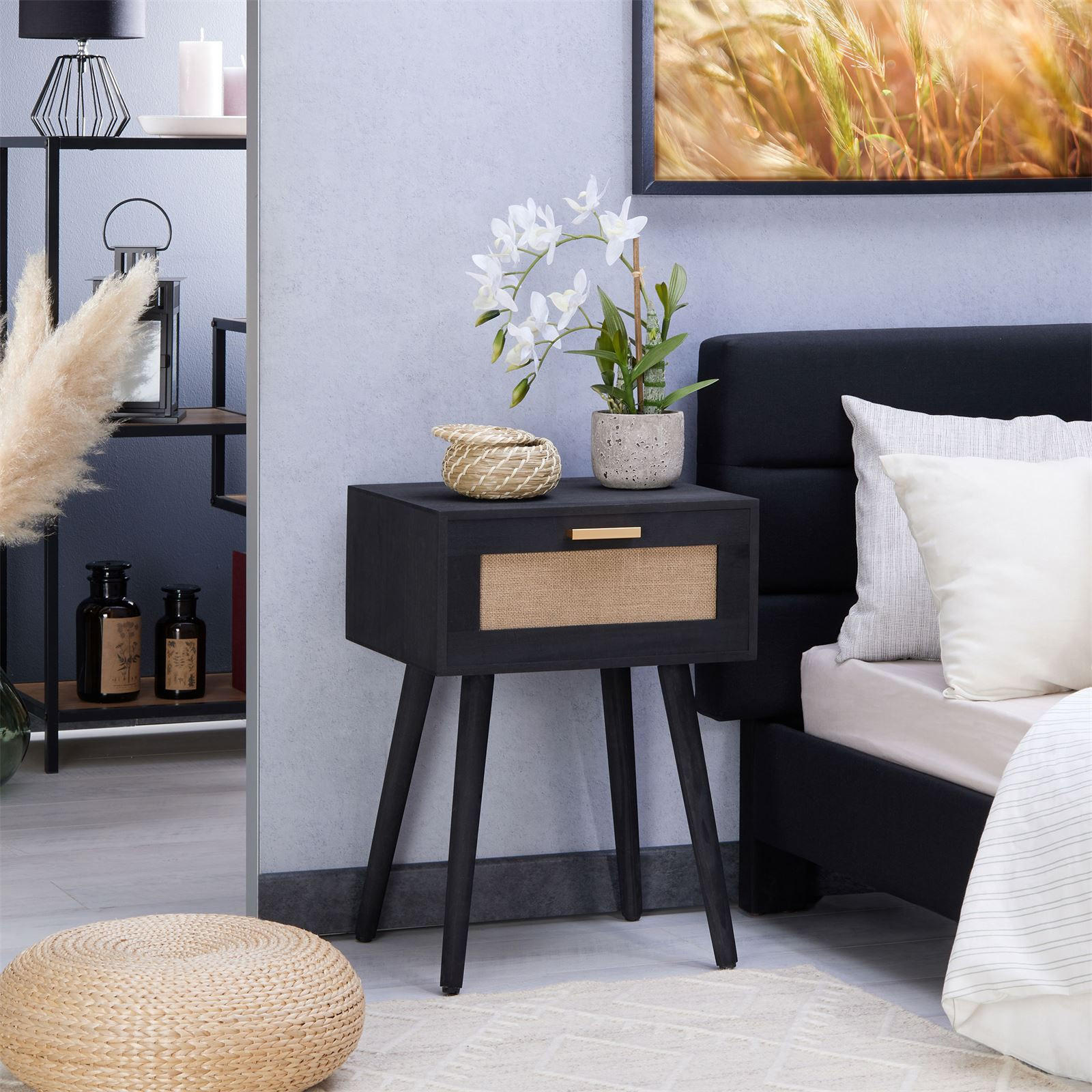 NACHTTISCH KIRAN - Schwarz, Holz (40/57/36cm) - CARO-Möbel
