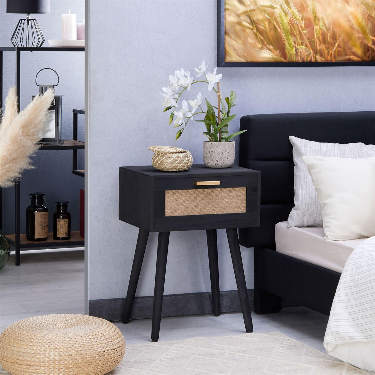 NACHTTISCH KIRAN - Schwarz, Holz (40/57/36cm) - CARO-Möbel