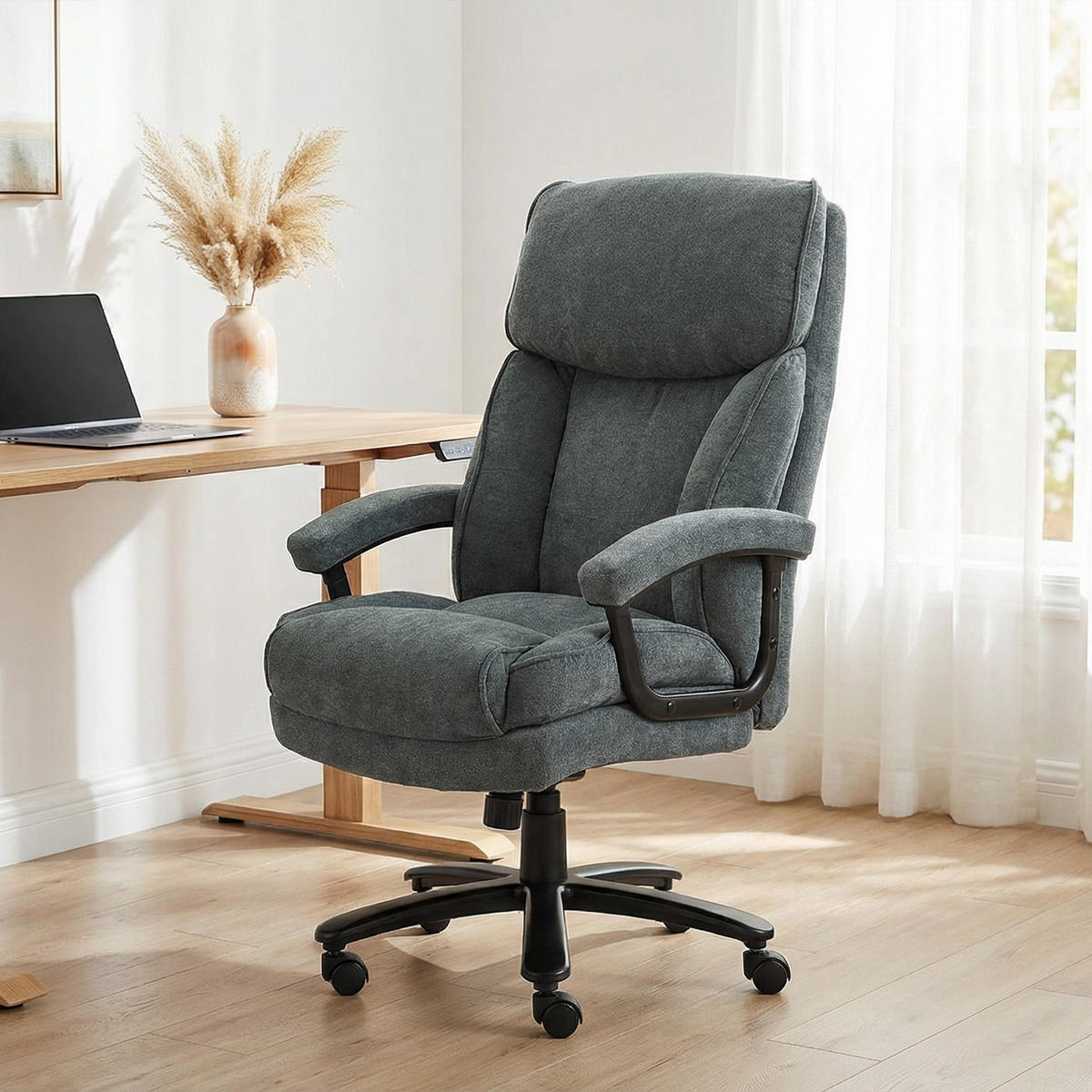 CHEFSESSEL DE-05148 Hohes Design, 200 kg Tragfähigkeit & Wippfunktion Grau - Grau, Metall (79/125/68.5cm) - ComfortXL