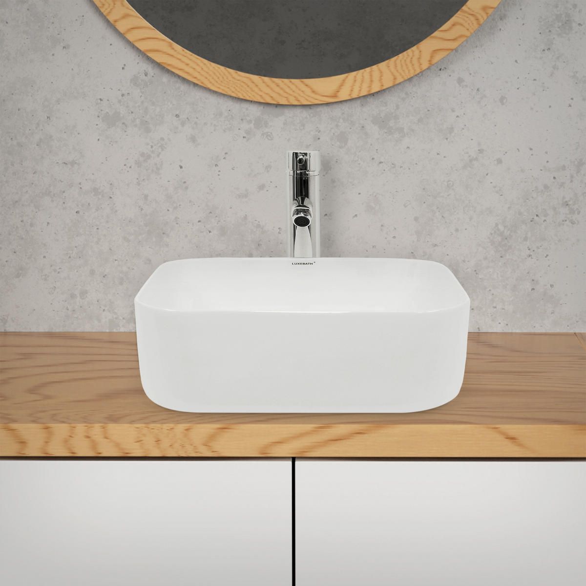 WASCHBECKEN - Weiß, Keramik (39/14/39cm) - LuxeBath