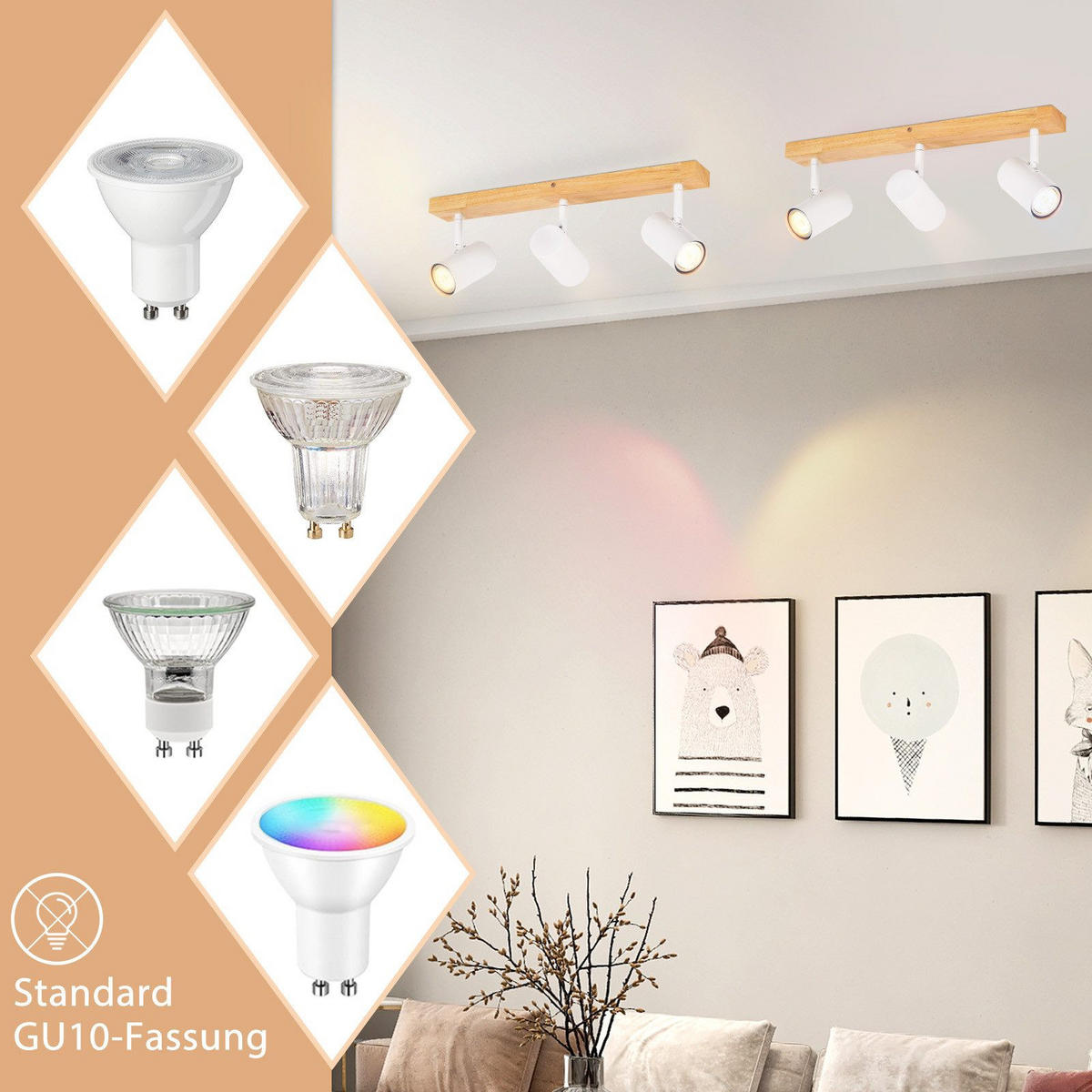 DECKENSTRAHLER Kagome 47/16.5/5.5cm - Weiß, Metall (47/16.5/5.5cm) - ZMH