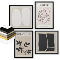 WANDBILDER 4er-Set - 50x50 cm & 40x60 cm Schwarzer Rahmen - Matisses stilvolle Pflanzenbilder - Schwarz, Kunststoff (50/50cm) - ArtPrintCave