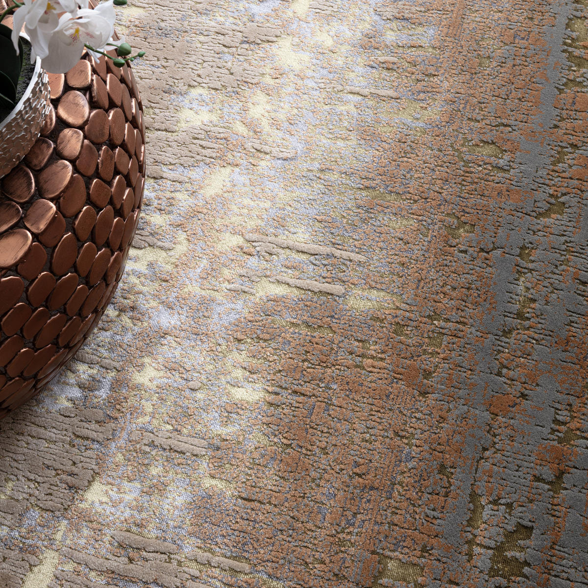 TEPPICH Hochglanz Metallic abstrakt pflegeleicht strapazierfähig COMO-Bellagio, Gold 120x170 cm - Goldfarben, Textil (120/170cm) - KADIMA DESIGN