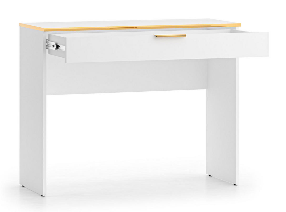 SCHMINKTISCH Viterbo Alpinweiß matt / goldfarben 100 / 40 / 79cm - Goldfarben/Weiß, Holz/Holzwerkstoff (40/100/79cm) - Feldmann-Wohnen