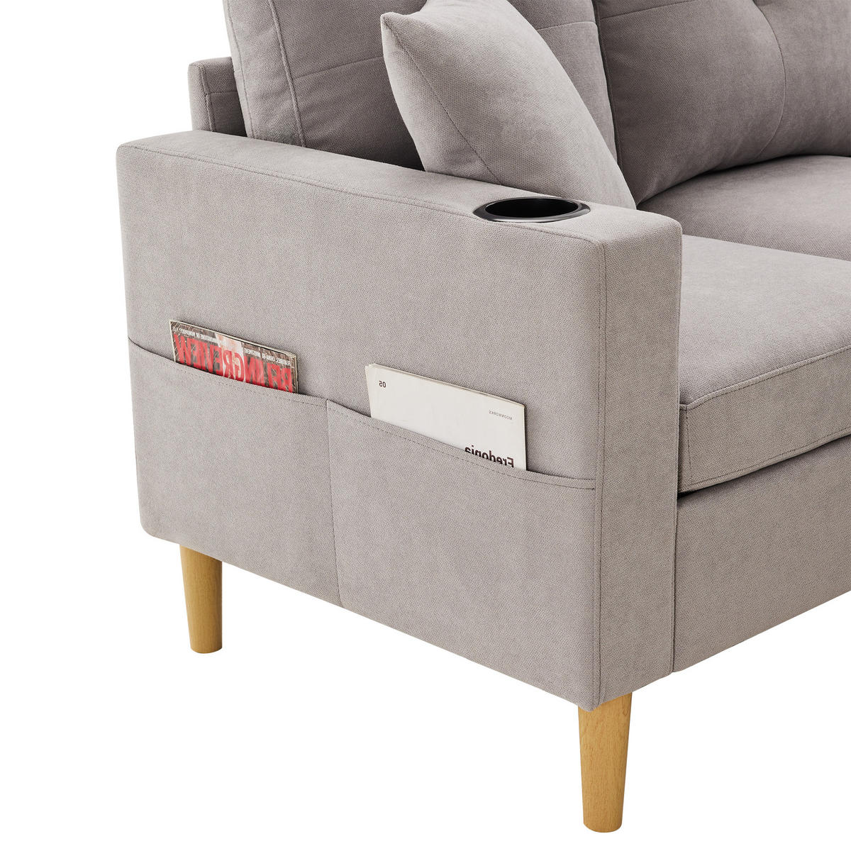 ECKSOFA 175/129/90 cm Hellgrau - Hellgrau, Textil (129/175cm)