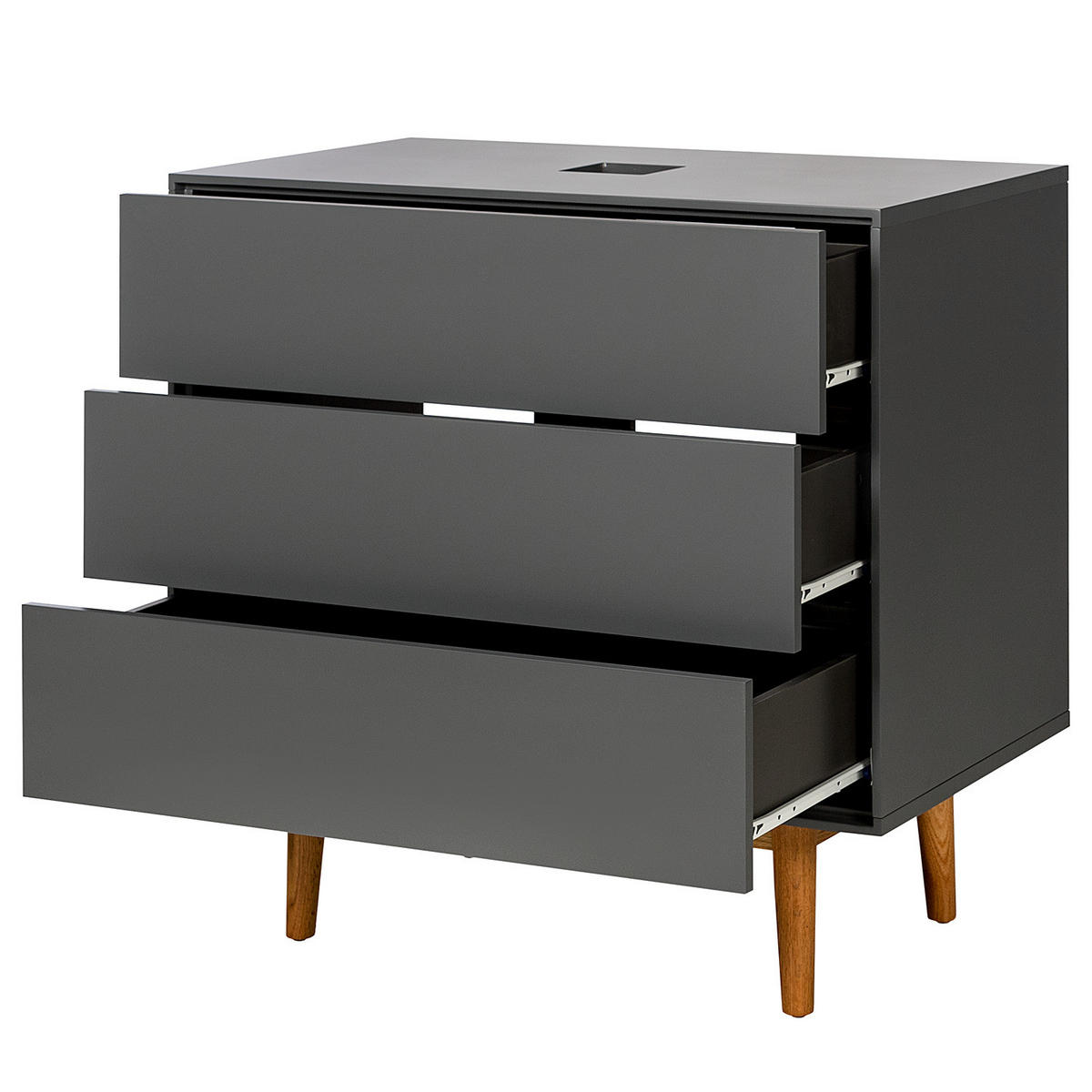 WASCHTISCH - MDF / Massivholz - Grau, Holz/Holzwerkstoff (80/80/48cm) - home24